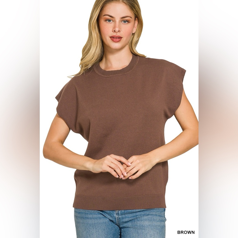 Zenana Viscose Round-neck Short Sleeve Sweater - Picture 1 of 4